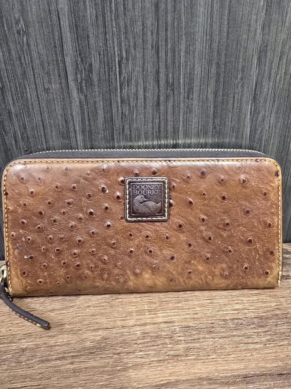 Dooney & Bourke Ostrich Embossed Leather Satchel Handbag & Matching Zip Wallet - Picture 9 of 11